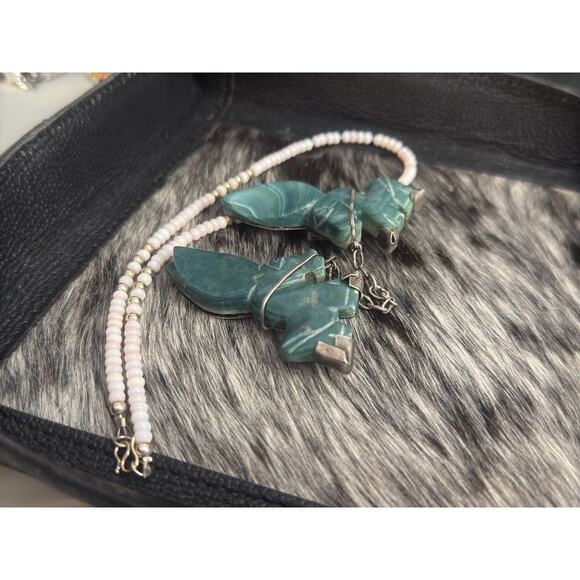 Vintage Sterling Silver Mexico Green Donkey Burro Brooch Double Duet Sweater Pin - Picture 5 of 12